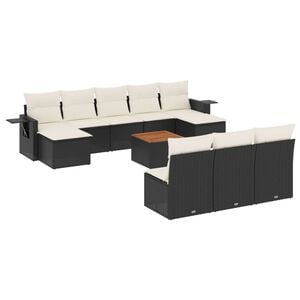vidaXL Salon de jardin 11 pcs avec coussins noir r&eacute;sine tress&eacute;e