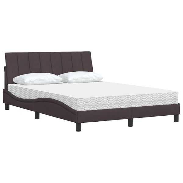 vidaXL Lit avec matelas Hanko marron fonc&eacute; 140x200 cm tissu