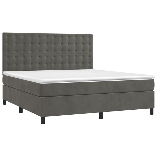 vidaXL Sommier &agrave; lattes de lit matelas et LED Gris fonc&eacute; 160x200 cm