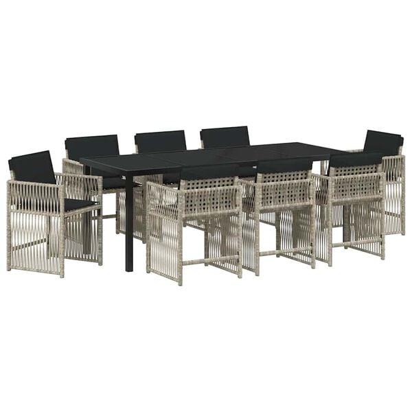 vidaXL Ensemble de salle &agrave; manger pour jardin 9 pcs Gris clair