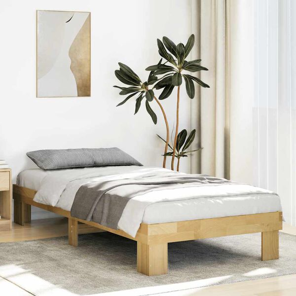 vidaXL Cadre de lit sans matelas 100x200 cm bois massif de ch&ecirc;ne