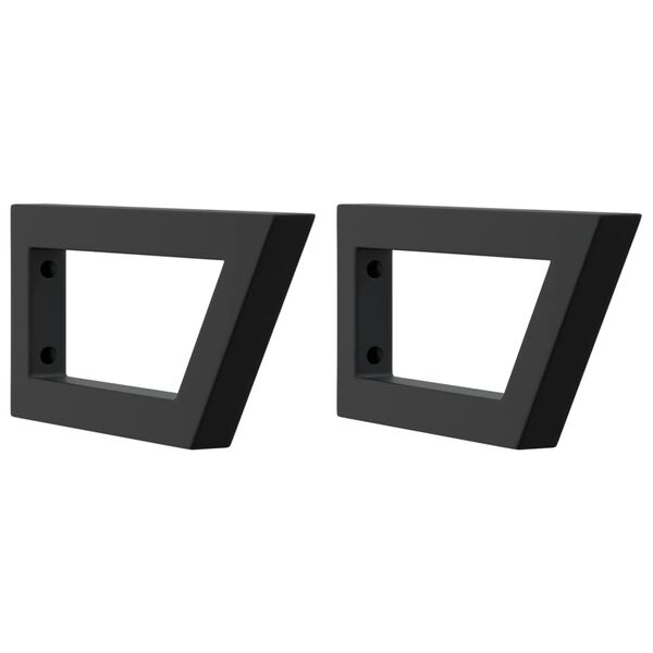 vidaXL Supports d'&eacute;tag&egrave;res pour lavabo 2 pcs noir trap&egrave;ze acier