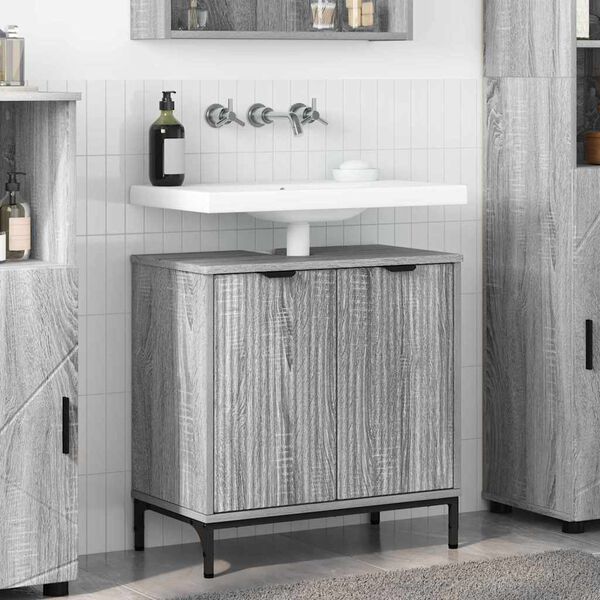 vidaXL Meuble de Lavabo de Salle de Bain avec stockage Gris Sonoma