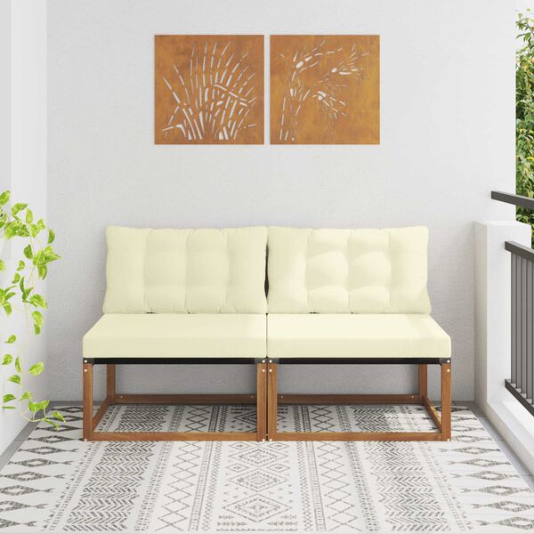 vidaXL 2 Pi&egrave;ce Sofa de milieu ext&eacute;rieur Bois d'Acacia Massif Naturel