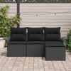 vidaXL Ensemble de canapé de jardin avec coussin 4 pcs Noir Poly rotin