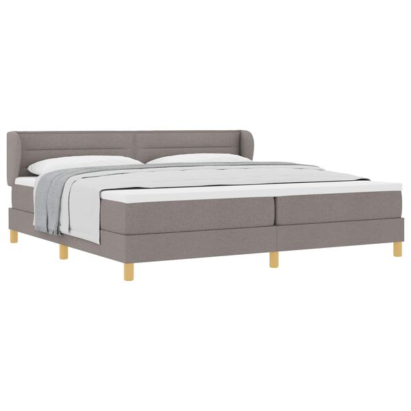 vidaXL Lit &agrave; ressorts avec matelas Taupe 200 x 200 cm tissu