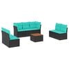 vidaXL Salon de jardin 8 pcs avec coussins noir r&eacute;sine tress&eacute;e