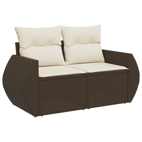 vidaXL Salon de jardin 8 pcs avec coussins marron r&eacute;sine tress&eacute;e