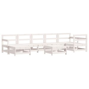 vidaXL Salon de jardin 8 pcs Blanc Bois de pin massif