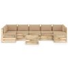 vidaXL Salon de jardin 8 pcs avec coussins vert bois impr&eacute;gn&eacute;