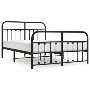 vidaXL Cadre de lit m&eacute;tal sans matelas avec pied de lit noir 140x200cm