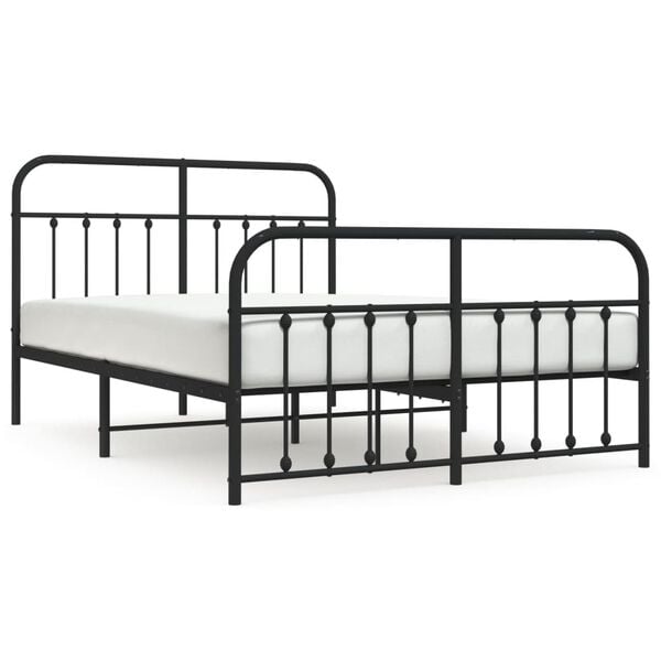 vidaXL Cadre de lit m&eacute;tal sans matelas avec pied de lit noir 140x200cm