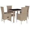 vidaXL Ensemble &agrave; manger de jardin avec coussins 5pcs Beige poly rotin