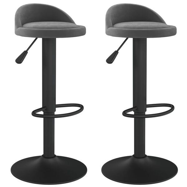 vidaXL Tabourets de bar lot de 2 gris fonc&eacute; velours