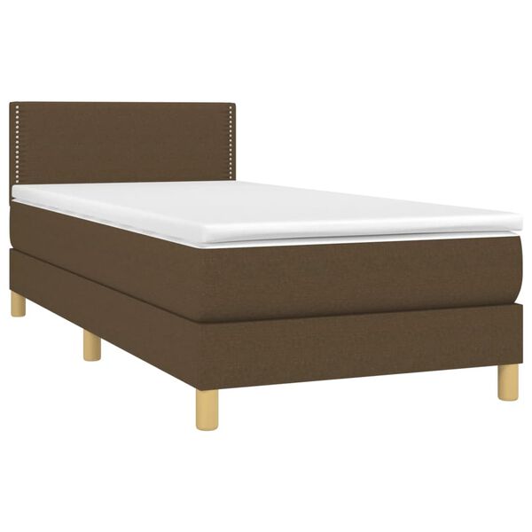 vidaXL Sommier &agrave; lattes de lit et matelas et LED Marron fonc&eacute; 90x200cm