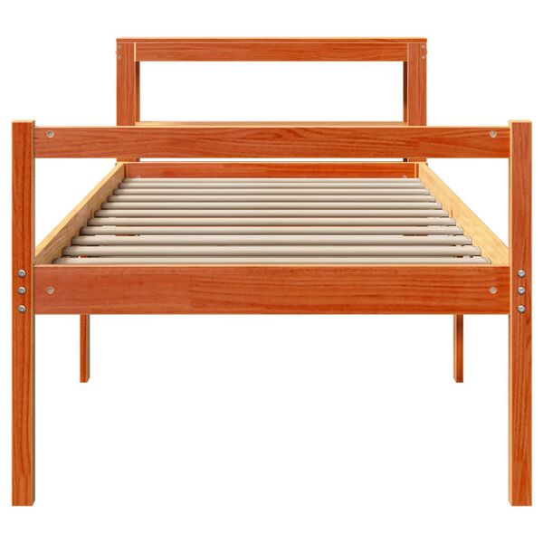 vidaXL Cadre de lit avec t&ecirc;te de lit sans matelas cire marron 90x200cm