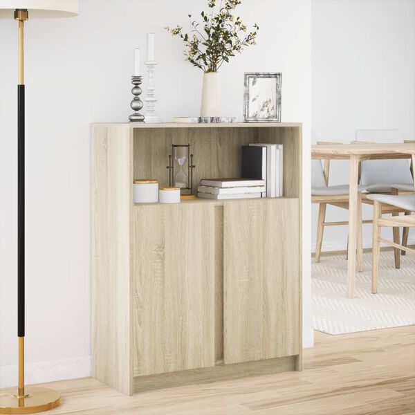 vidaXL Buffet avec LED ch&ecirc;ne sonoma 77x34x100 cm bois d'ing&eacute;nierie