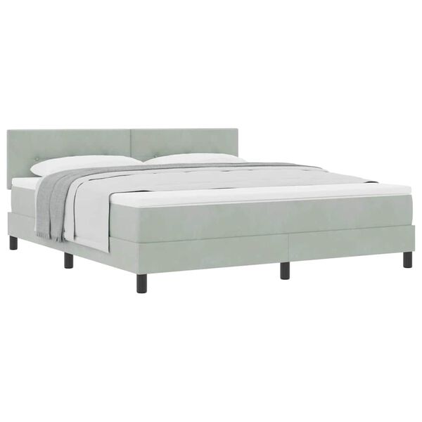 vidaXL Lit &agrave; ressorts avec matelas Gris clair 180 x 200 cm tissu