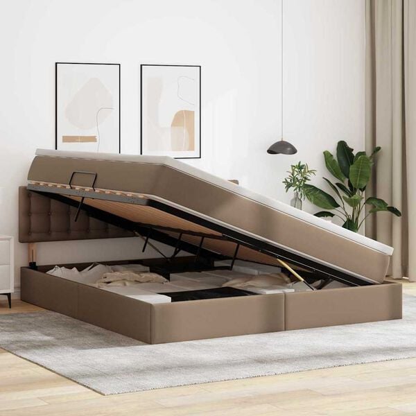 vidaXL Lit avec rangement et LED avec matelas Cappuccino 180 x 200 cm