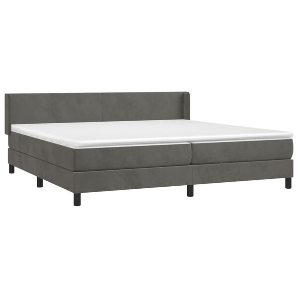 vidaXL Sommier &agrave; lattes de lit et matelas Gris fonc&eacute; 200x200cm Velours