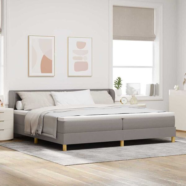 vidaXL Lit &agrave; ressorts avec matelas Taupe 200 x 200 cm tissu