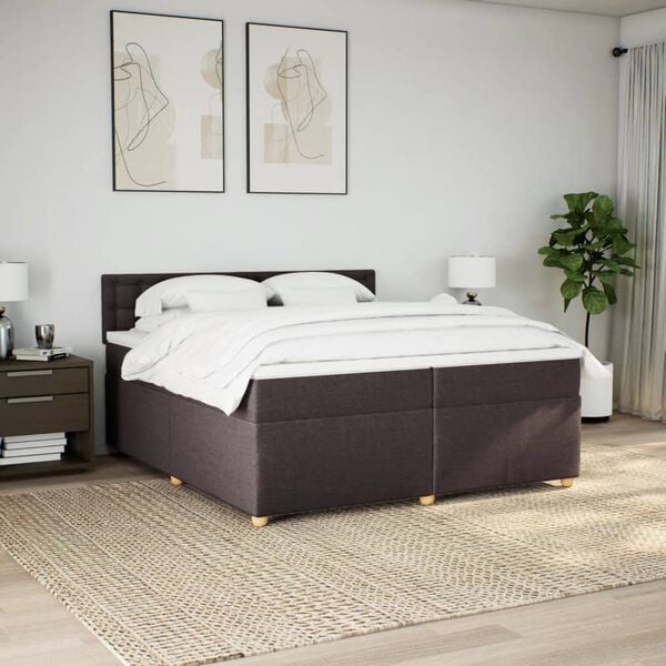 vidaXL Sommier &agrave; lattes de lit avec matelas Marron fonc&eacute; 200x200 cm