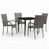 vidaXL Ensemble &agrave; manger de jardin 5 pcs Gris et noir