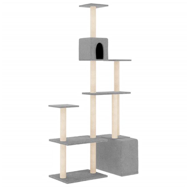 vidaXL Arbre &agrave; chat avec griffoirs en sisal Gris clair 180 cm