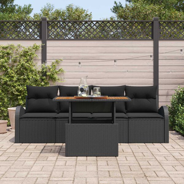 vidaXL Ensemble de canapé de jardin avec coussin 5 pcs Noir