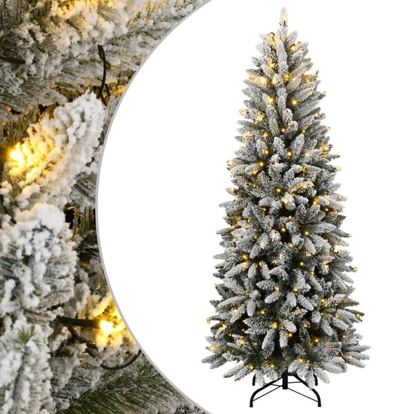 vidaXL Sapin de Noël artificiel 300 LED et neige floquée 240 cm