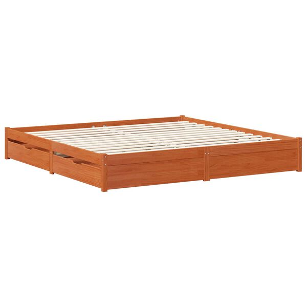 vidaXL Cadre de lit Cire marron 200 x 200 cm Bois de Pin Massif