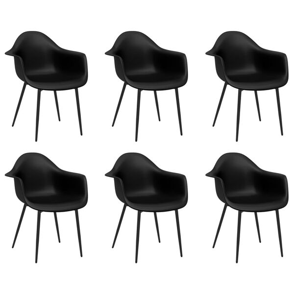 vidaXL Chaises &agrave; manger lot de 6 noir PP