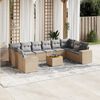 vidaXL Salon de jardin 11 pcs avec coussins beige r&eacute;sine tress&eacute;e