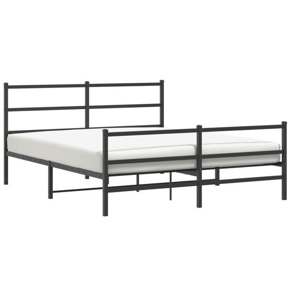 vidaXL Cadre de lit m&eacute;tal sans matelas avec pied de lit noir 160x200cm