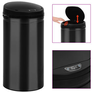 vidaXL Poubelle &agrave; capteur automatique 50 L Acier au carbone Noir