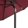 vidaXL Parasol de jardin avec LED m&acirc;t en acier bordeaux 225x225x212 cm