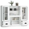 vidaXL Buffets 3 pcs blanc bois d'ingénierie