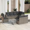 vidaXL Salon de jardin 8 pcs avec coussins gris r&eacute;sine tress&eacute;e
