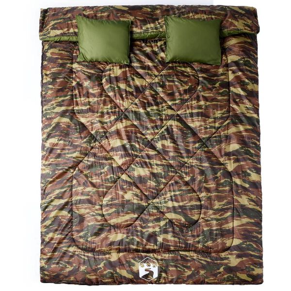 vidaXL Sac de couchage double et oreillers adultes camping 3-4 saisons