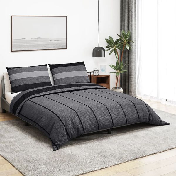 vidaXL Ensemble de housse de couette gris fonc&eacute; 140x200 cm Coton