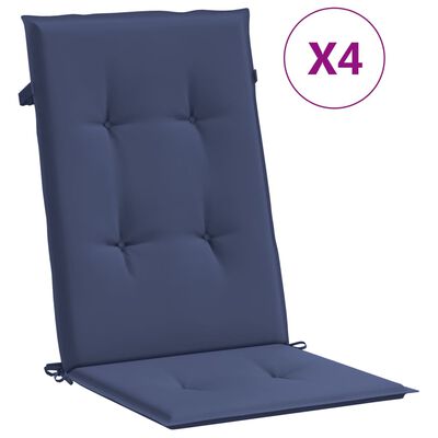 vidaXL Coussins de chaise à dossier haut lot de 4 bleu marine tissu