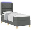 vidaXL Lit &agrave; ressorts avec matelas avec LED Gris 80 x 200 cm tissu