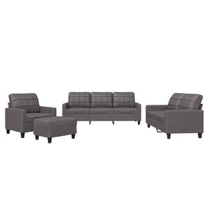 vidaXL Ensemble de canap&eacute;s 4 pcs avec coussins Gris Similicuir