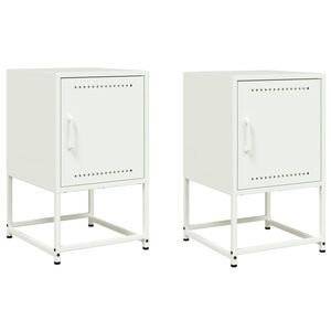vidaXL Tables de chevet 2 pcs blanc 36x39x60,5 cm acier