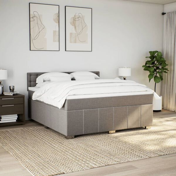 vidaXL Sommier &agrave; lattes de lit avec matelas Taupe 180x200 cm Tissu