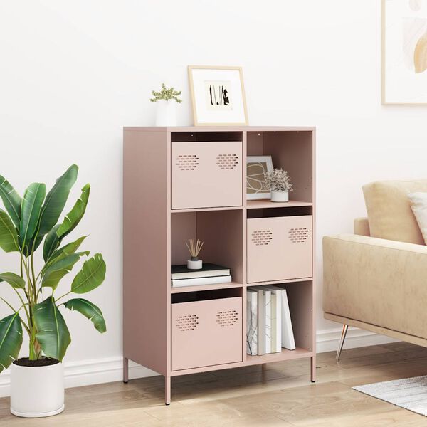 vidaXL Buffet haut rose 68x39x103,5 cm acier