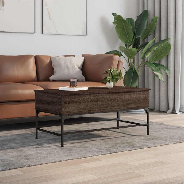 vidaXL Table basse chêne marron 100x50x45cm bois d'ingénierie et métal