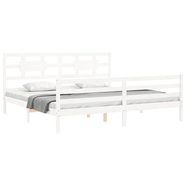 vidaXL Cadre de lit sans matelas blanc 200x200 cm bois massif