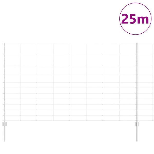 vidaXL Cl&ocirc;ture avec poteau Argent&eacute; 1,4 x 25 m Acier