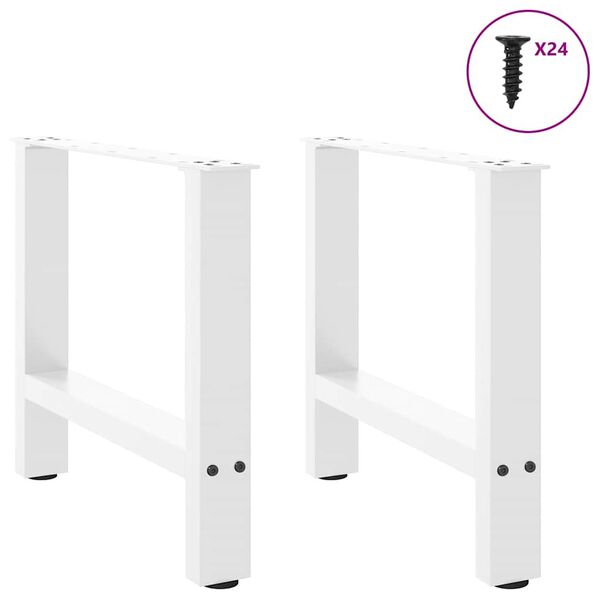 vidaXL Pieds de table basse Blanc 2 pi&egrave;ces 60 x (42-43) cm Acier